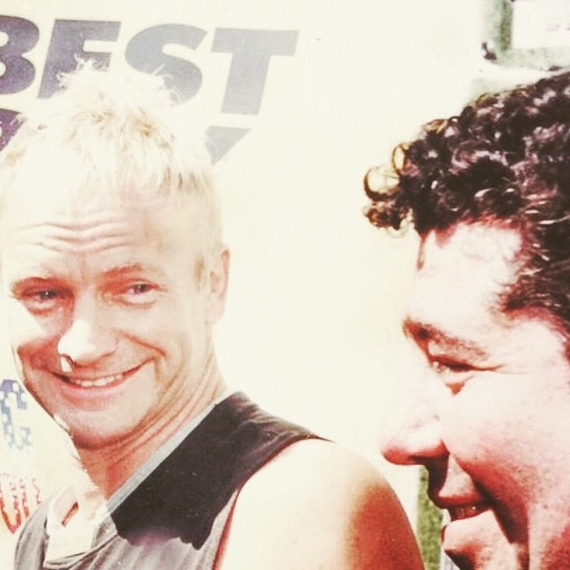 Vintage photo of two men smiling together