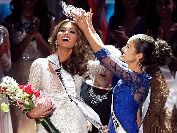 Miss Universe crowning moment on stage